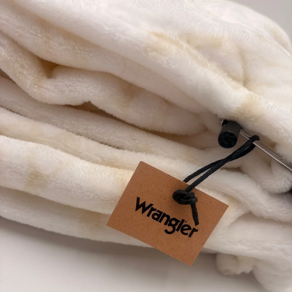 Wrangler Oversized‎ Ultra Plush Throw Cream Tan Horse Print Blanket 60x70 NEW